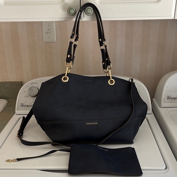 Calvin Klein Black Tote with Gold Accents - Picture 1 of 3